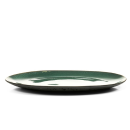 Bitz | Platte oval 45 cm x 34 cm schwarz/grün Steingut